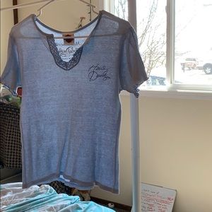 blue long cropped top